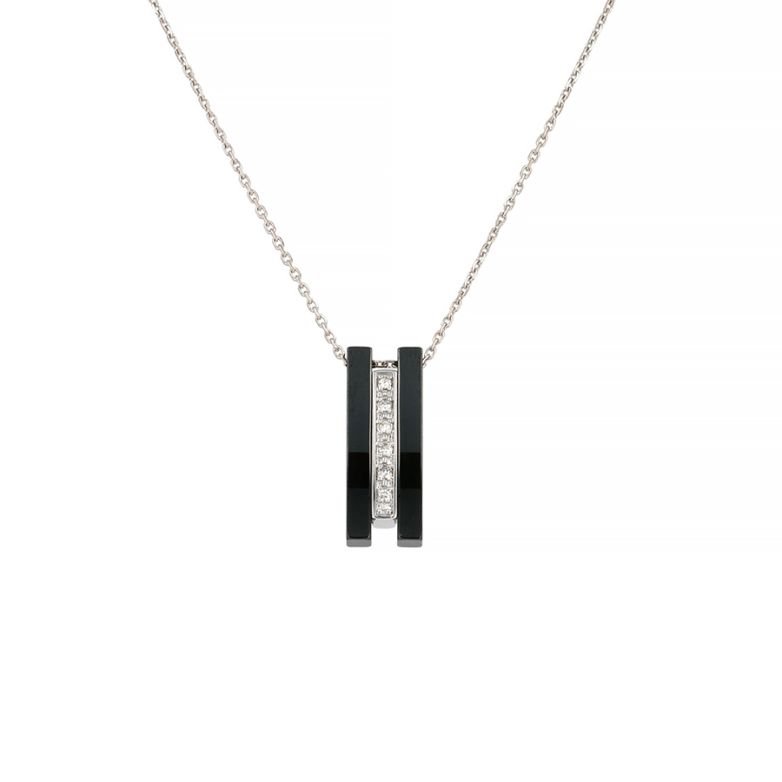 Collier diamants 0.03 carat et céramique noire or blanc 4.87g Comme neuf -  reconditionné disponible sur Gemme Les Bijoux